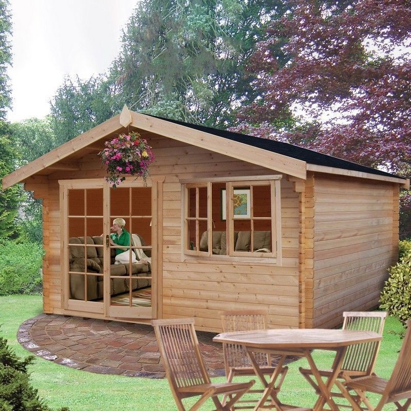Shire Abbeyford 11′ 9 x 13′ 8 Apex Log Cabin – Premium 44mm Cladding Tongue & Groove