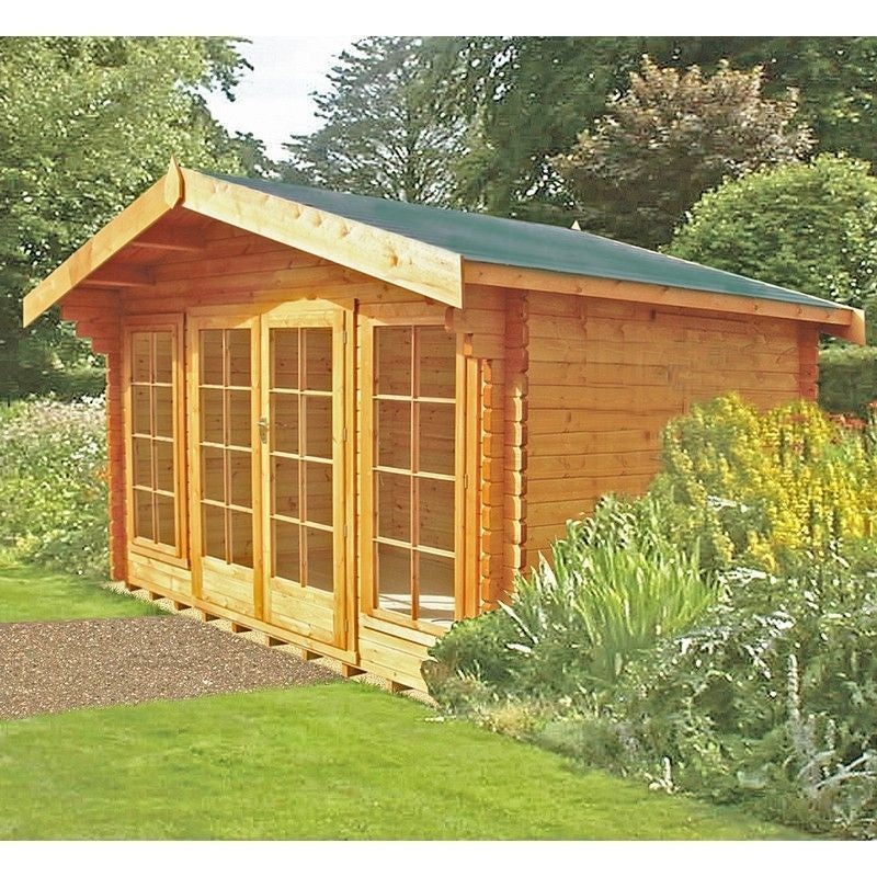 Shire Argyll 13′ 8 x 13′ 8 Apex Log Cabin – Premium 44mm Cladding Tongue & Groove