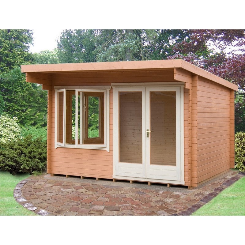 Shire Belgravia 11′ 9 x 11′ 9 Pent Log Cabin – Premium 28mm Cladding Tongue & Groove