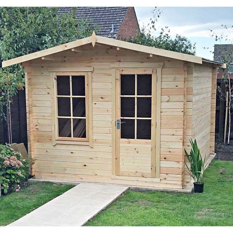 Shire Bucknells 11′ 9 x 7′ 10 Apex Log Cabin – Premium 34mm Cladding Tongue & Groove