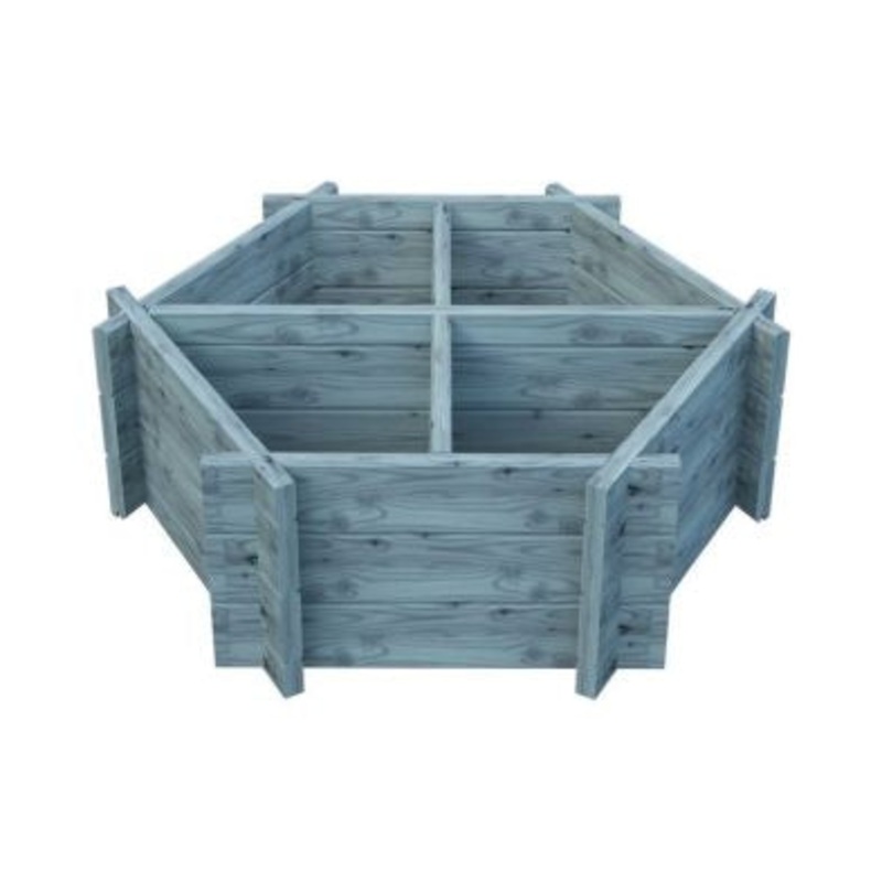 Garden Planter Hexagonal Larch 4 Section Blue Grey by Shire – 1m