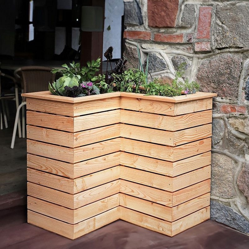 Garden Planter Larch L-Shaped Tina by Shire – 1m