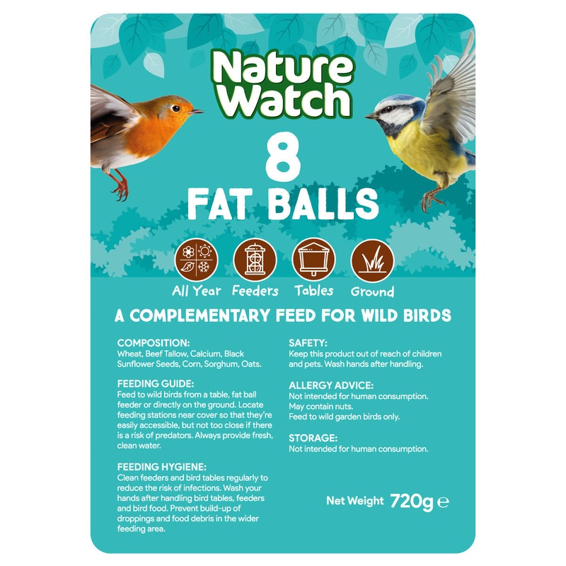 Loose Fat Balls Wild Bird Feed By Nature Watch – 8 Pack