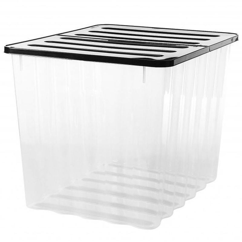 Plastic Storage Box 110 Litres Extra Large – Clear & Black Supa Nova by Strata