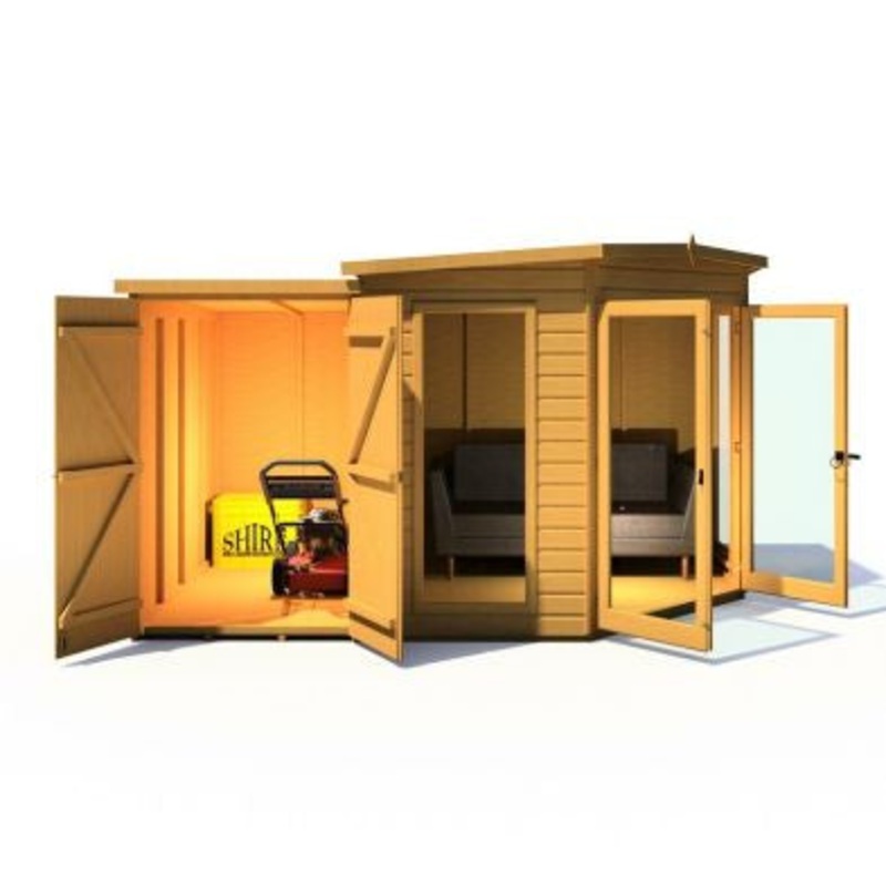 Shire Barclay 4′ 2 x 7′ 9 Pent Summerhouse with Side Shed – Premium Coated Shiplap
