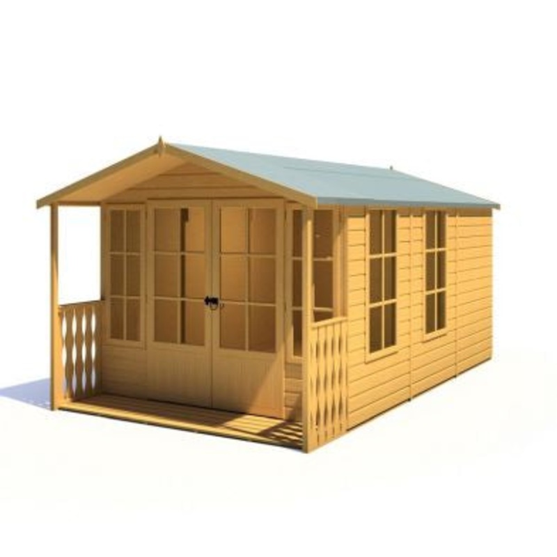 Shire Delmora 13′ 11 x 8′ 6 Apex Summerhouse – Premium Dip Treated Shiplap