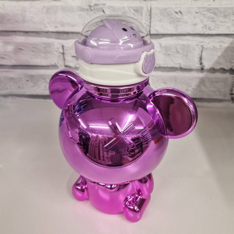 Cute Bear Drinks Bottle 22cm Electroplated Pink – 1000ml
