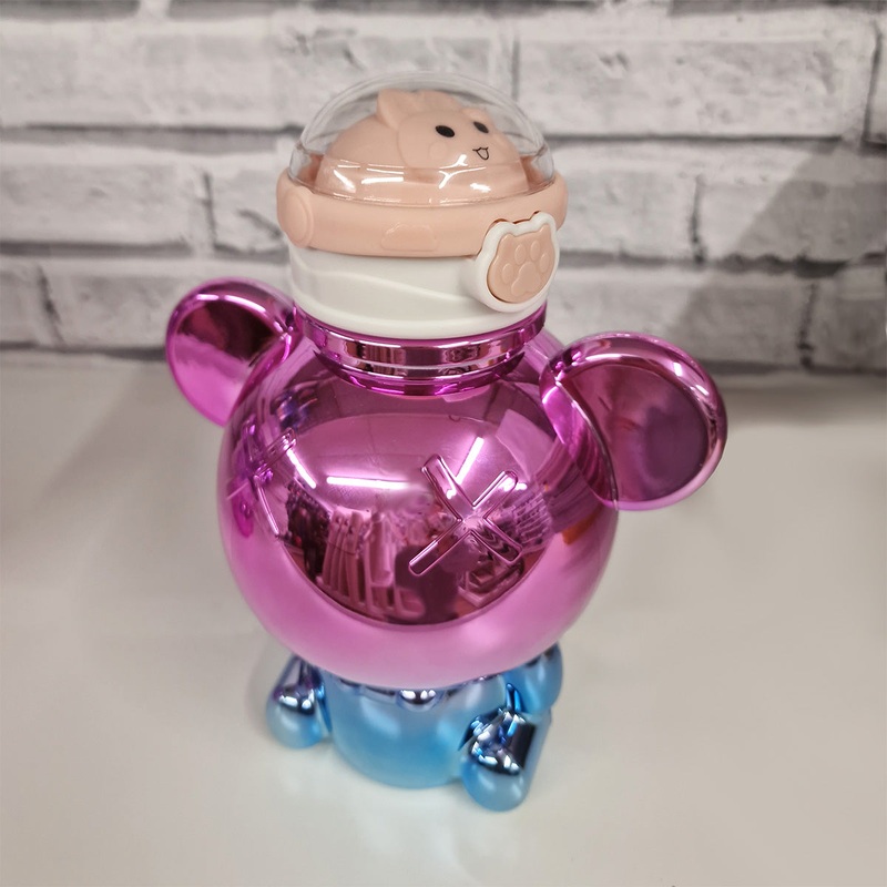 Cute Bear Drinks Bottle 22cm Electroplated Pink and Blue – 1000ml