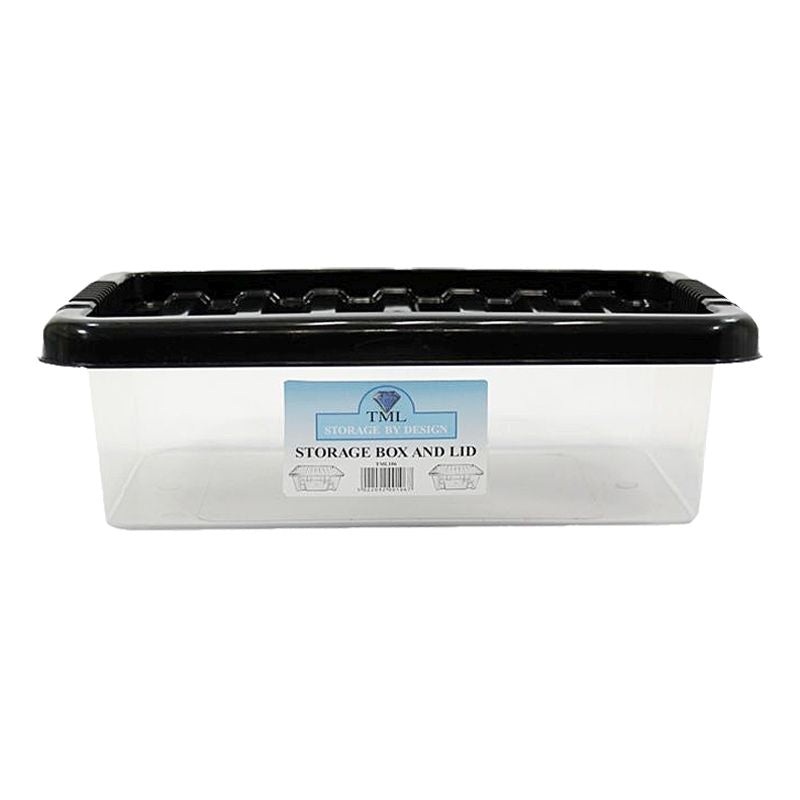 Plastic Storage Box 6 Litres – Clear & Black by TML