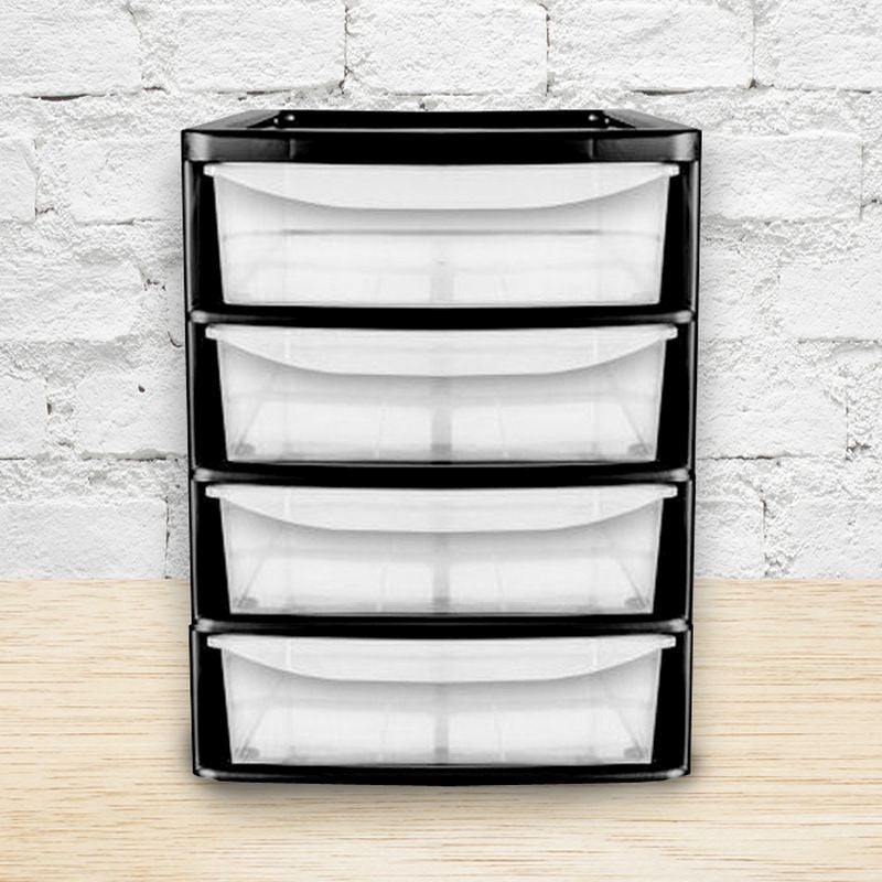 Plastic Storage Unit 4 Drawers 38 Litres – Clear & Black by Premier