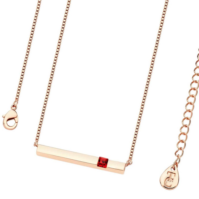 Tipperary Crystal Rose Gold Bar Birthstone Pendant Garnet Crystal-January126145