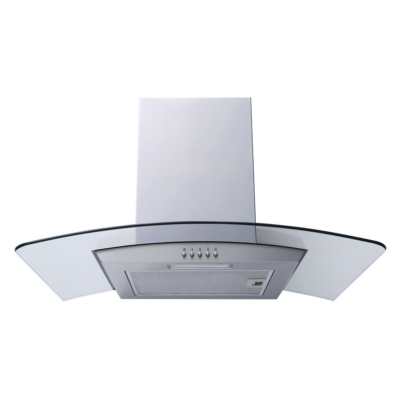 Prima PRCGH008 60cm Curved Glass Chimney Hood – Stainless Steel