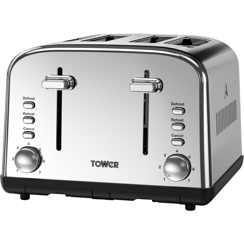 TOWER S/STEEL 4 SLICE TOASTER