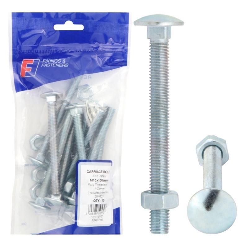 CARRIAGE BOLT ZP M10X75 BAG 10