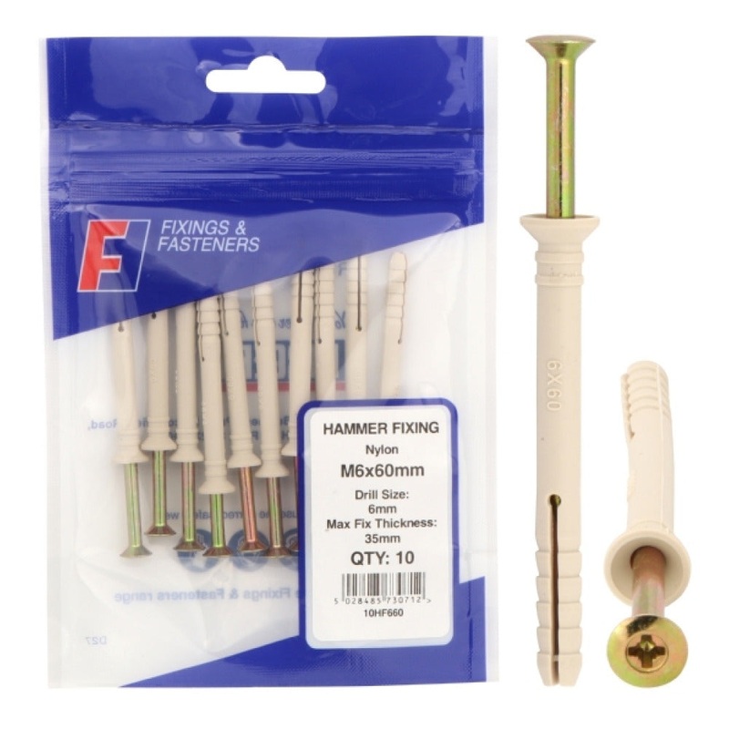 HAMMER FIXING M8X60MM BAG 10