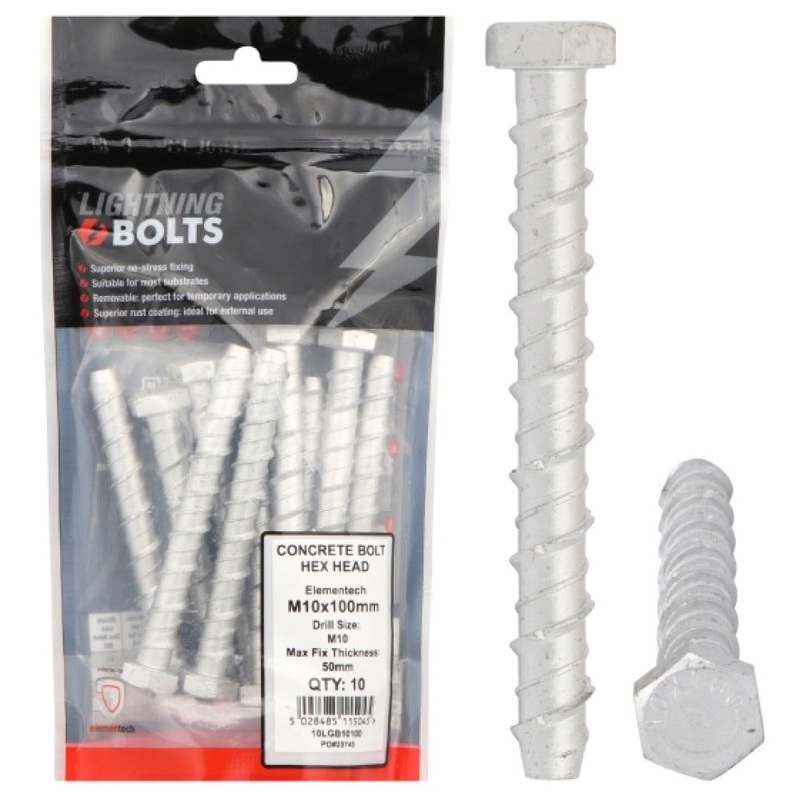 LIGHTNING BOLT M10X150MM BAG 10