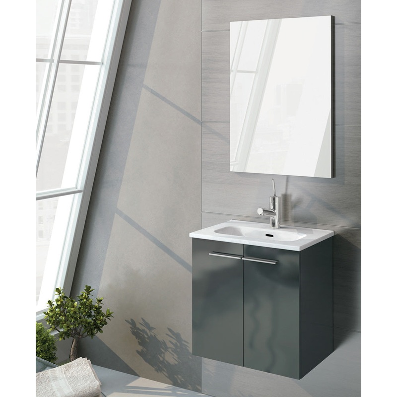 Paris 50cm Gloss Grey Wall Hung 2 Door V