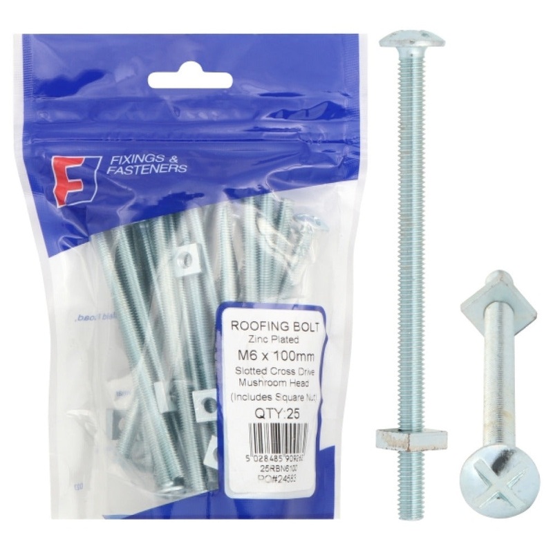 ROOFING BOLT & NUT ZP M6X70 BAG 25
