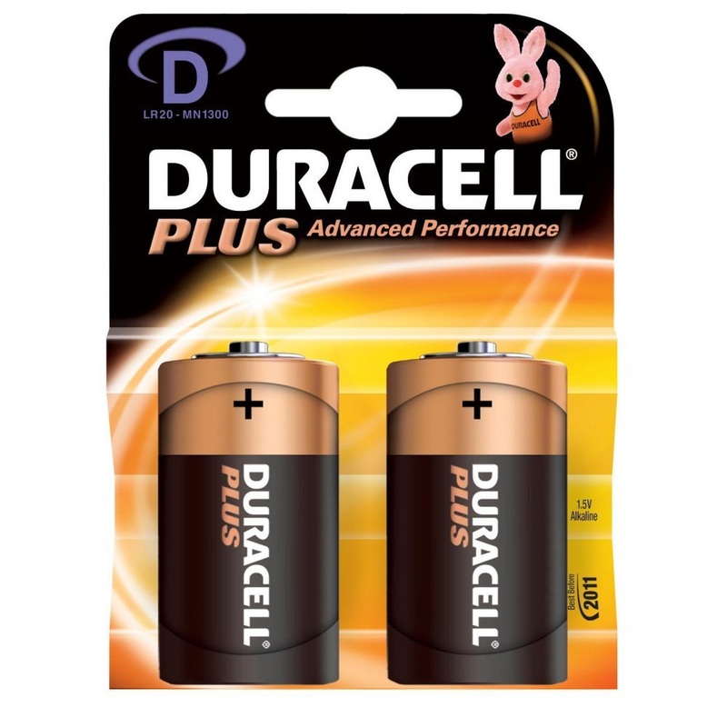 DURACELL BATTERY 2 PACK D