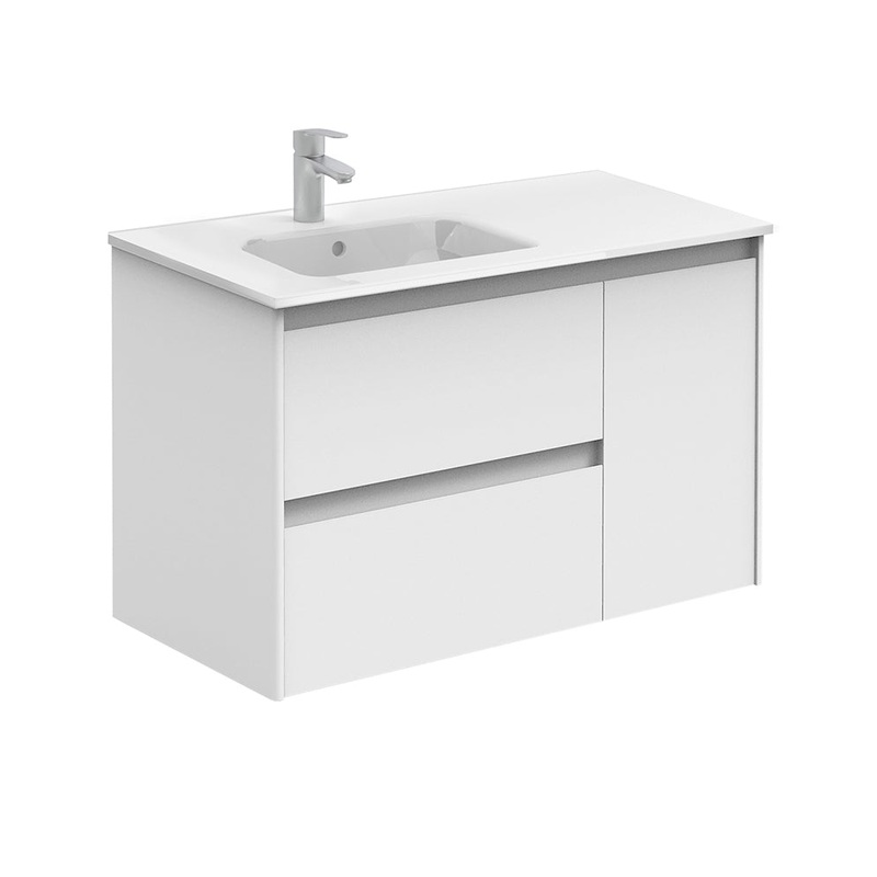 Dijon Gloss White 90cm Vanity Unit