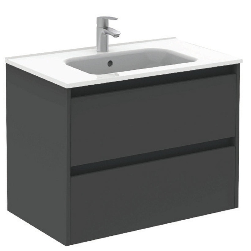 Smart Gloss Grey 2 Drawer 80cm Vanity Un