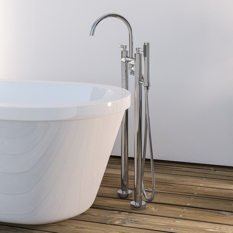Eastbrook Leith Chrome Floor Mounted Bath Shower Mixer Tap – Inc Kit