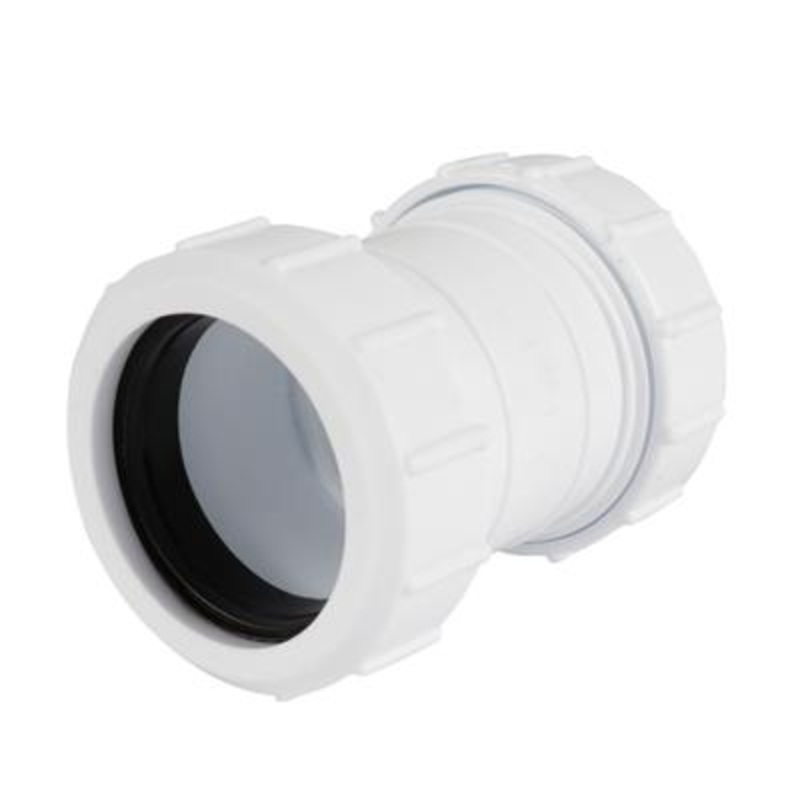 PLASTIC COMPRESSION 32MM STRAIGHT COUPLER WHITE