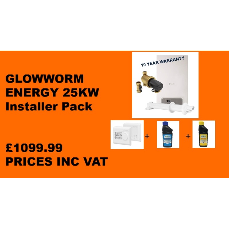 Glowworm Energy 25kW Combination Boiler Natural Gas ErP+Flue+Installer PACK