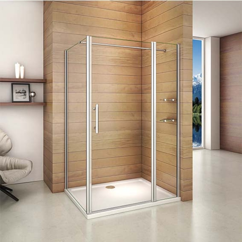 700mm-1200mm Chrome Frameless Pivot Rectangle Enclosures,Shower Tray Optional