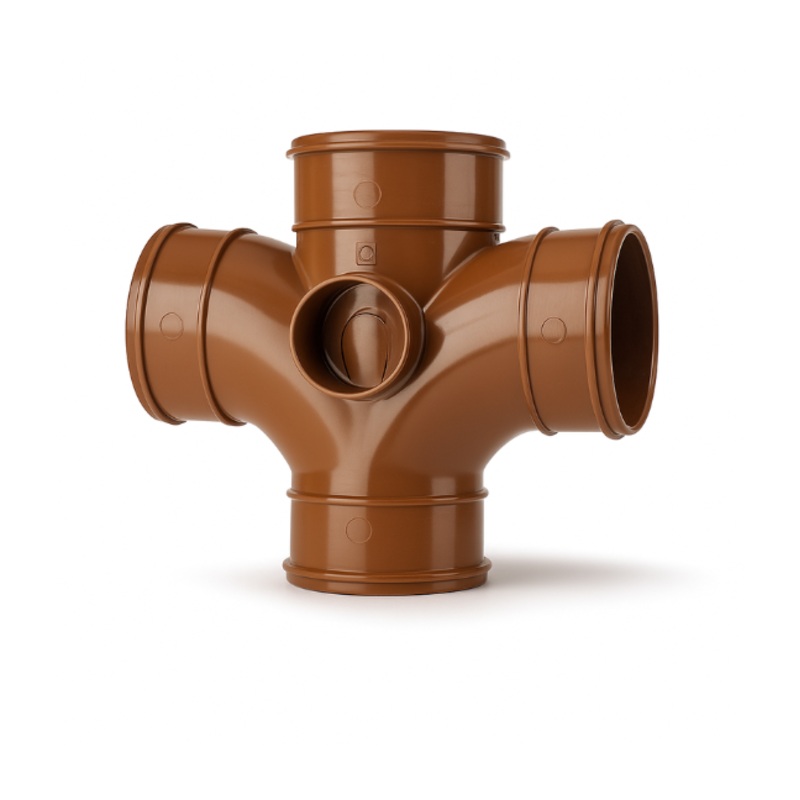 PolySoil 110mm x 87.5  Double Branch – Polypipe (Brown)  SWU424BR