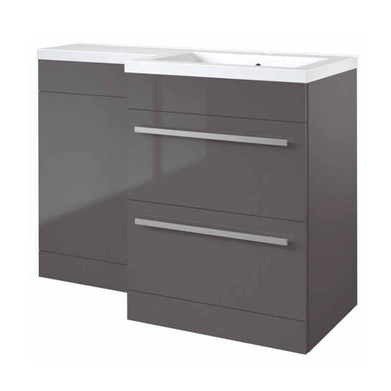 Ideal 2 Drawer L-Shaped Furniture Pack 1100mm – Grey Gloss