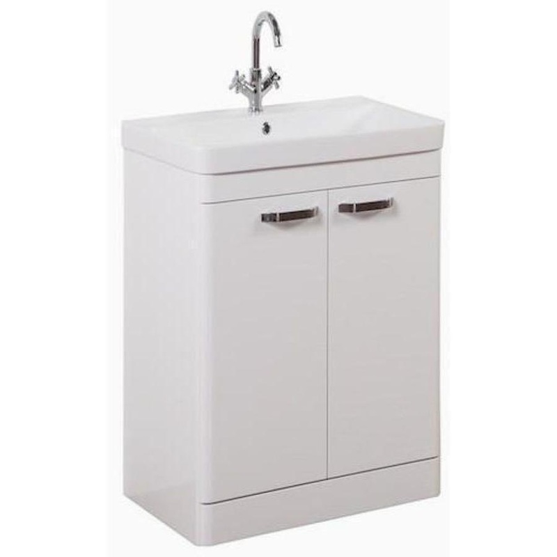 Options Furniture 500mm Floor Standing 2 Door Unit & Ceramic Basin-White
