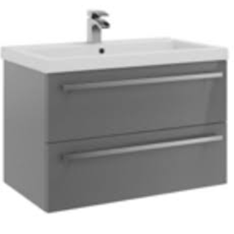 Classic 800mm Wall Mounted Unit & Ceramic Basin – Grey Storm