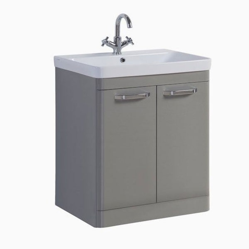 Elegant 800mm Floor Standing Unit 2 Door Unit & Ceramic Basin – Basalt Grey
