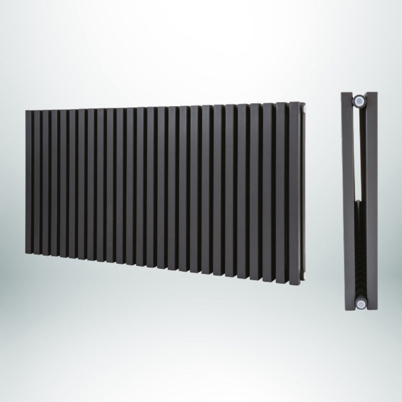 Aquarius Double Horizontal Anthracite 600mm(H) x 800mm(W) Designer Radiator
