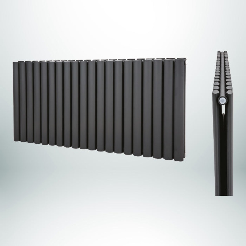 Phoenix Double Horizontal Anthracite 600mm(H) x 1180mm(W) Designer Radiator