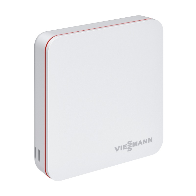 Viessmann ViCare thermostat (modulating)
The function of a wireless, battery operated room thermostat is provided in conjunction with the ViCare climate sensor. Operation via the ViCare app.  – ZK05991