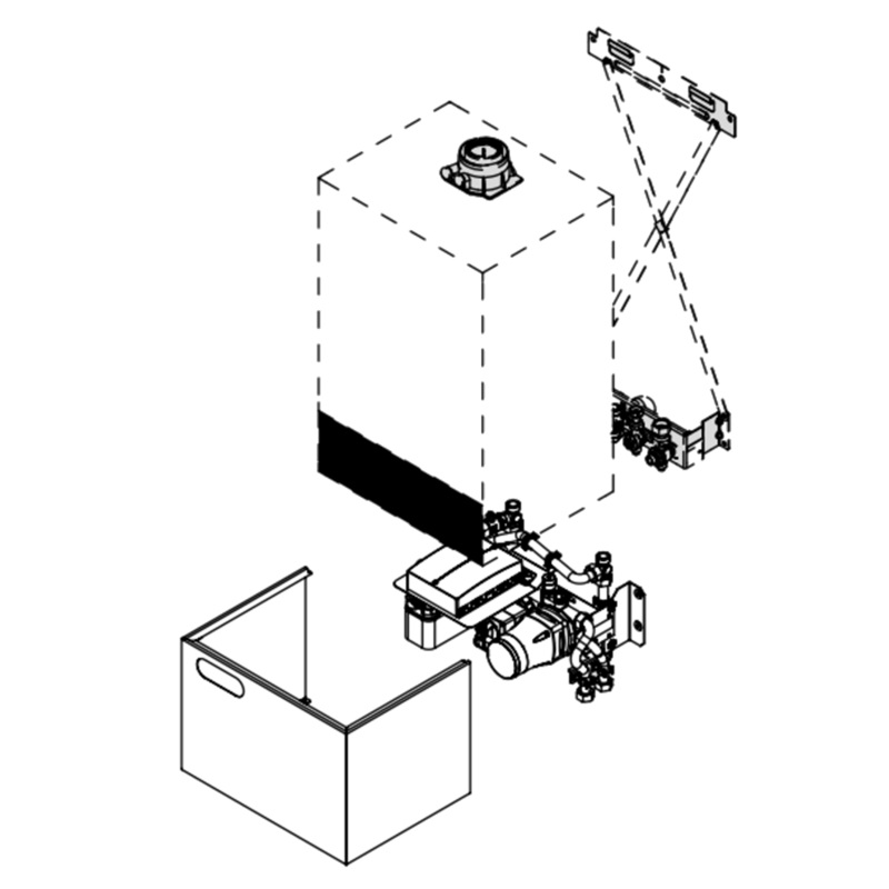 Viessmann Sub-mounting kit with mixer for combi boiler can only be used in conjunction with a surface mounted pre-plumbing jig  – ZK04928