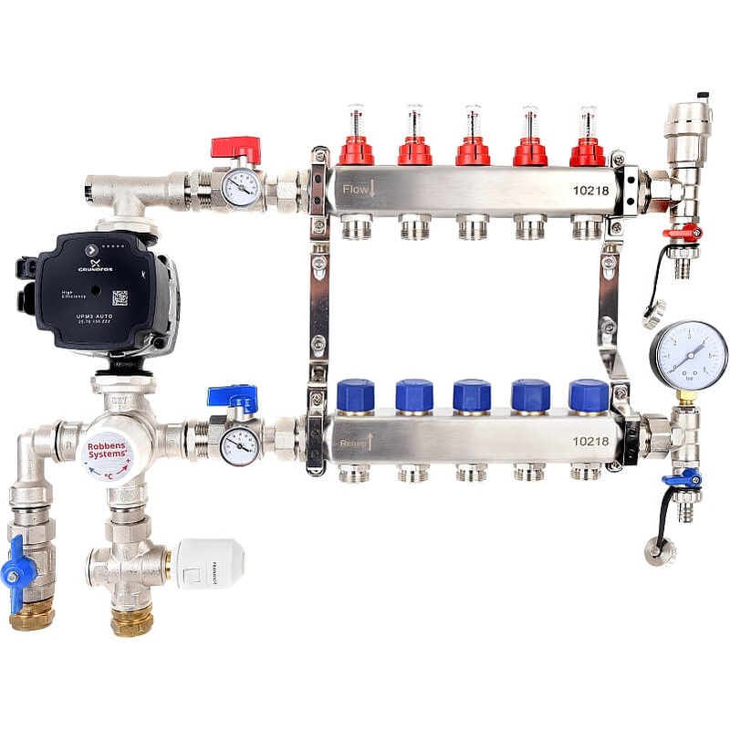 10 Port Stainless Steel pre-built Singlezone Boiler Manifold ( Pre mounted )