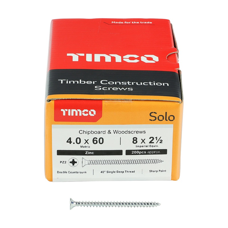 094050 – Timco Zinc Woodscrews 8 x 21/2 per 200