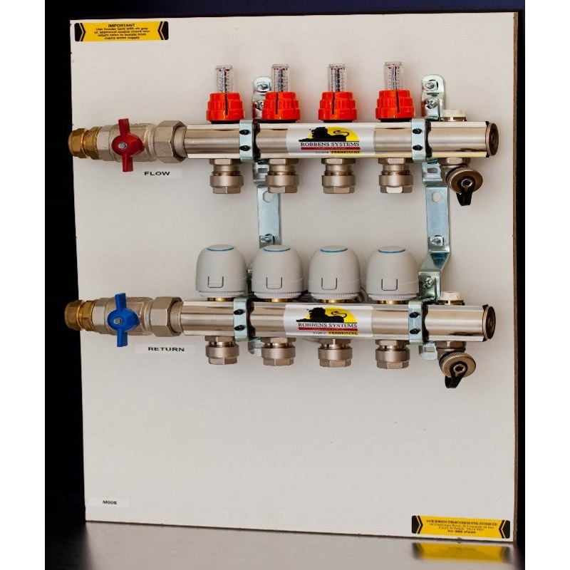 11 loop Assembled Multizone Manifold for Radiators ( Nickel plated Brass – Pre mounted )