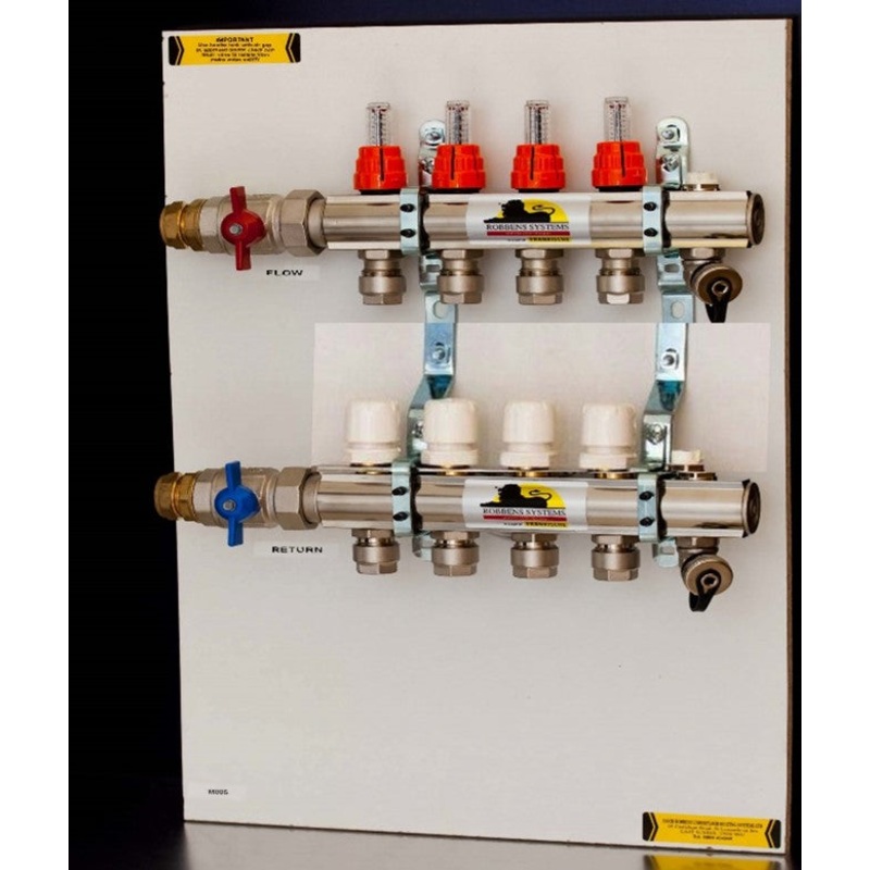 11 loop Assembled Singlezone Manifold for Radiators ( Nickel plated Brass – Pre mounted )