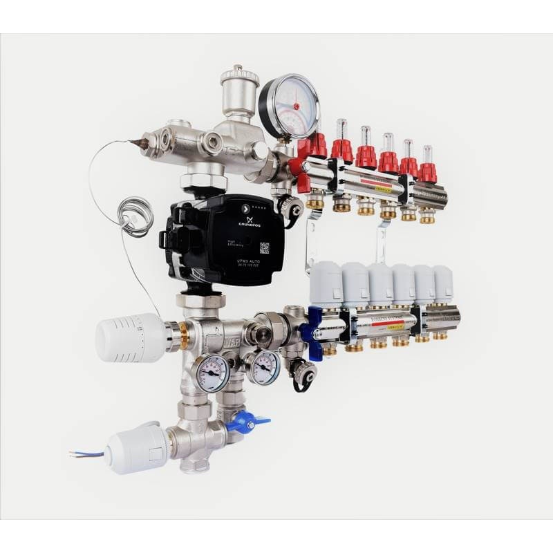 Premium 11 Port Assembled Multizone Manifold for Boilers ( Nickel plated Brass – Pre mounted )