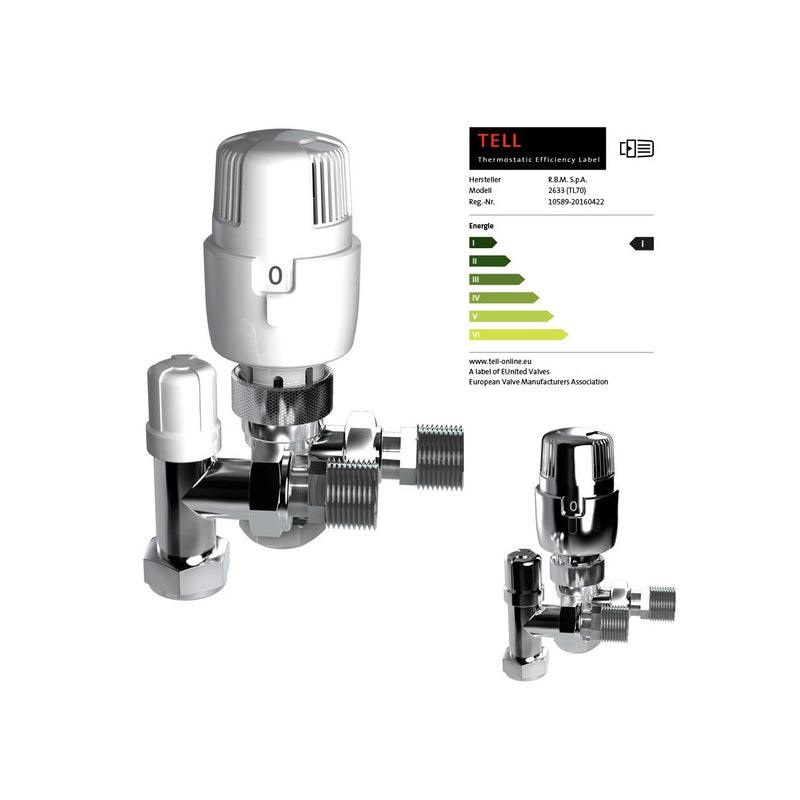 15TWINA.1 – Intatec Itherm White Headed 15mm angled Thermostatic Rad Pack (including L/Shield)