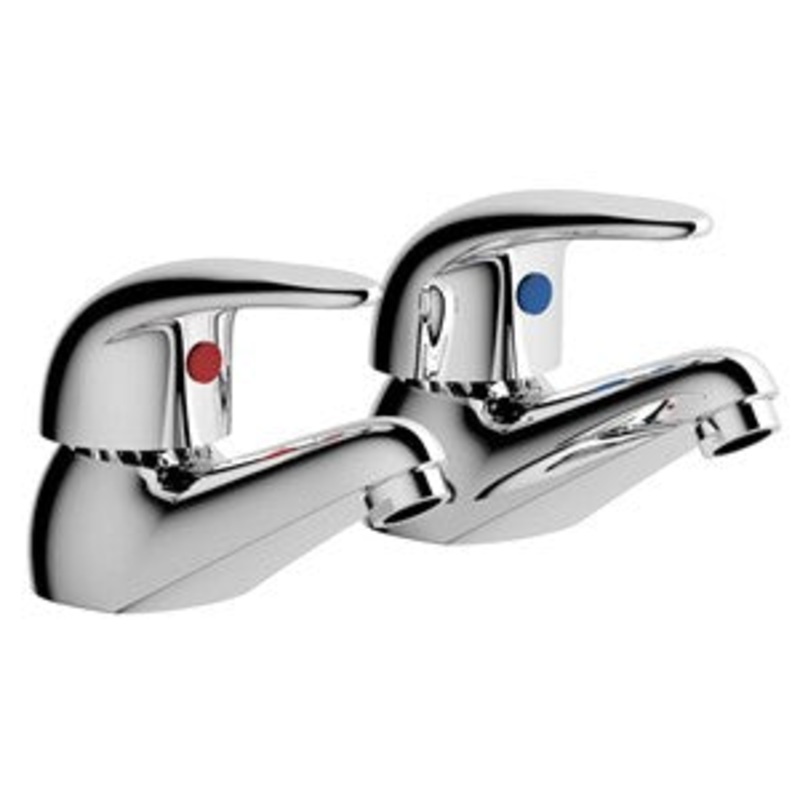 HS20N – Contemporary Basin Lever Taps – Pair – Chrome