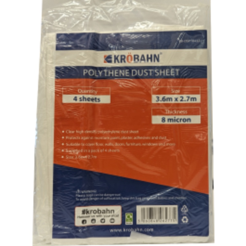 KB-DSPT0432-Krobahn Polythene Dust Sheets 3.6m x4