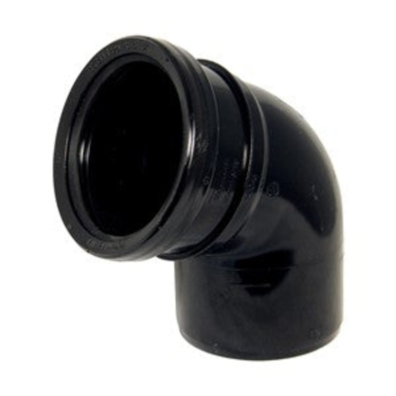 SP162B – FloPlast – 112.5* Single Socket Bend – Black – 110mm