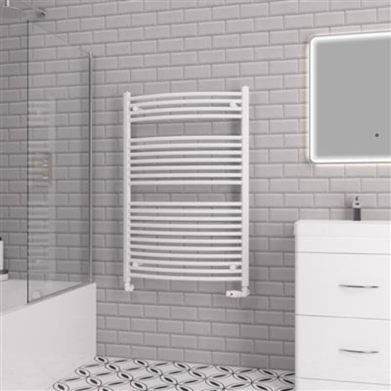Biava Gloss White Curved Multi-Towel Rail 1118 x 600mm
