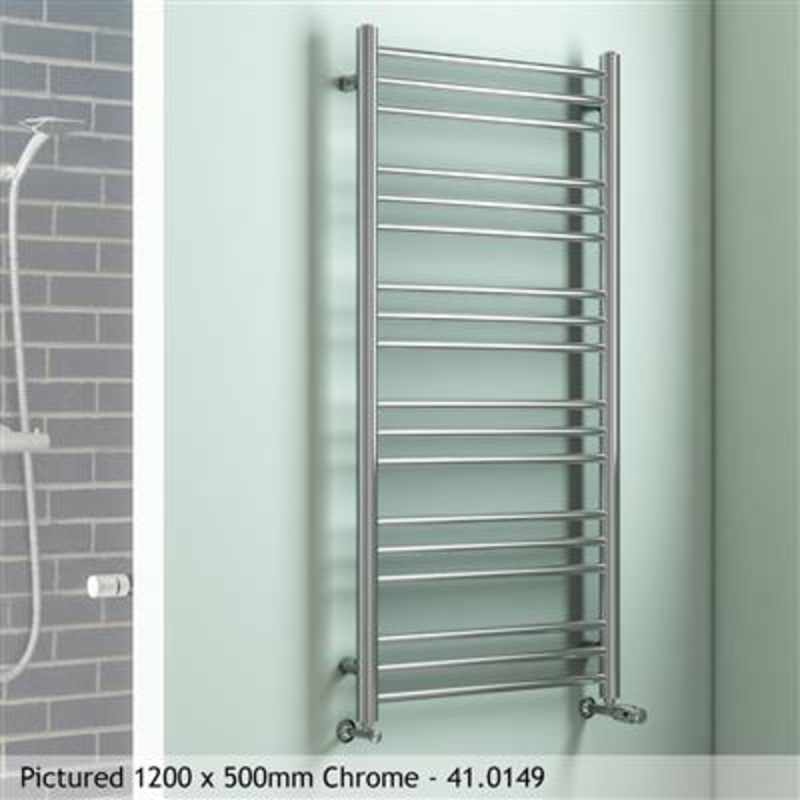 Biava Chrome Round Towel Radiator 1800 x 500mm