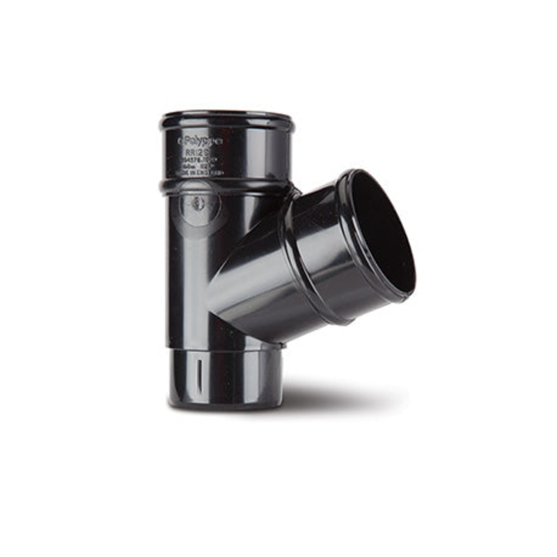 Polypipe Round 68mm Downpipe 112.5 Branch Black RW129-B